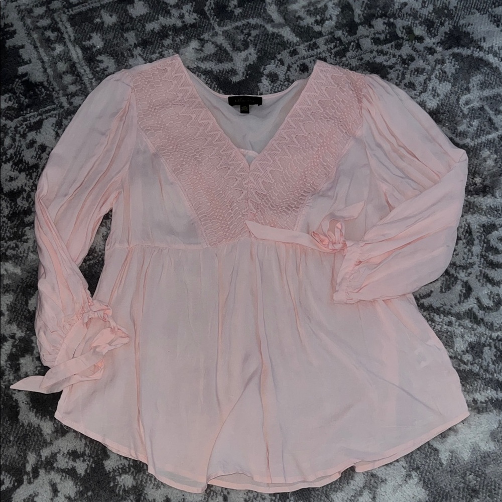 Melissa Paige Light Pink Blouse with Lace Detail